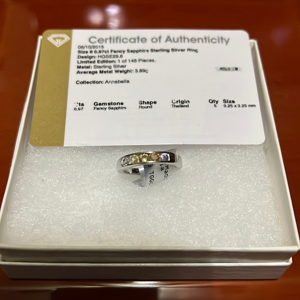 Fancy sapphire sterling silver ring